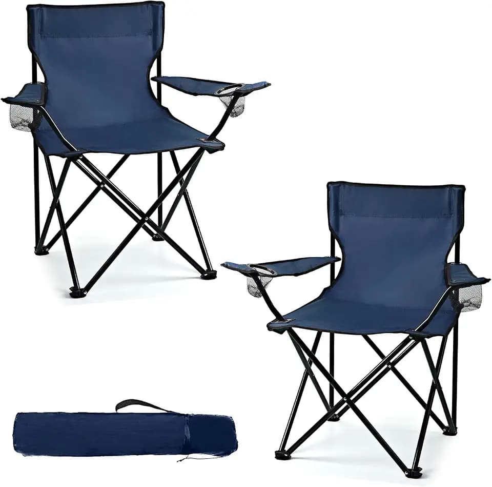 WEIDIORME 2 Pack Lightweight Camping Chairs for Adults & Teens, Capacity Foldable Portable Chairs with Carry Bag, Compact Design for Camping, Beach, Picnics, and Outdoor Events