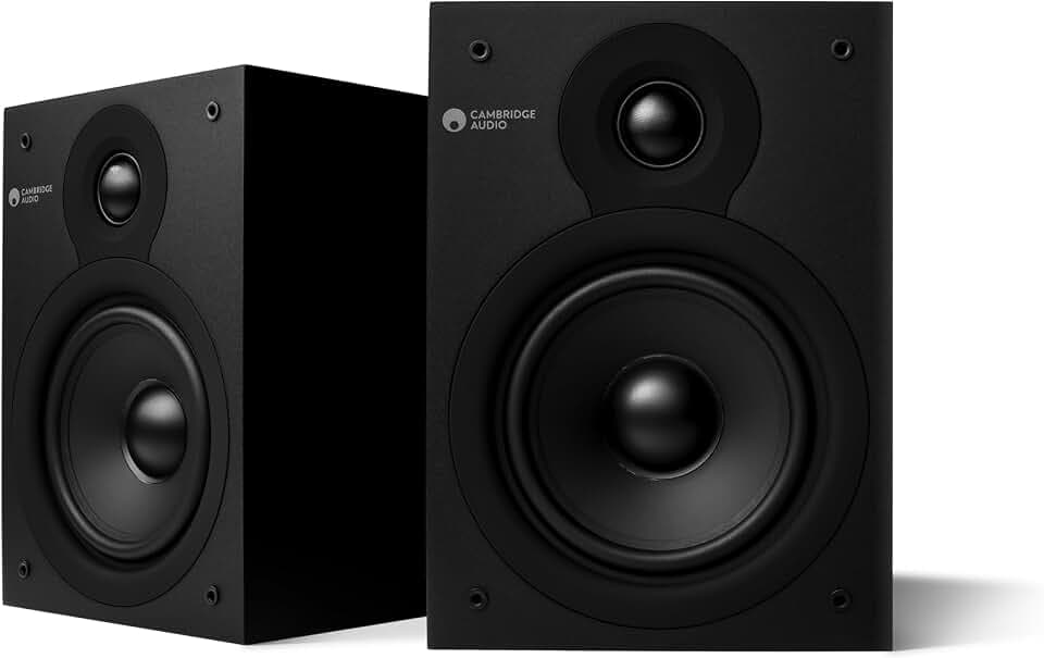 Cambridge Audio SX50 - Zwei kompakte, Passive, kabelgebundene Regallautsprecher für HiFi- oder Heimkinosysteme - Optimiert für einen gleichmäßigen Frequenzgang - Schwarz Matt
