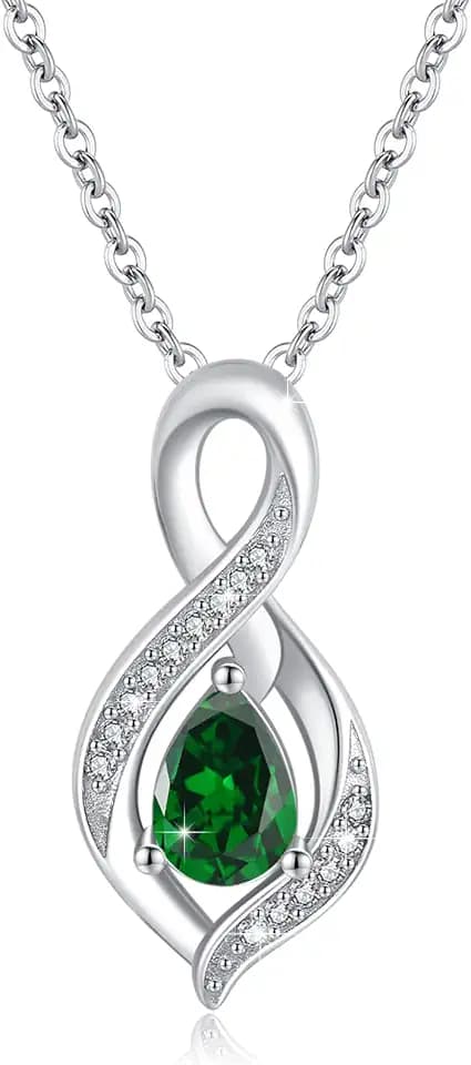 OHAYOO Infinity Kette Damen 925 Sterling Silber Geburtsstein Kette Unendlichkeit Kette Geburtsstein Schmuck Geschenke für Damen Mama