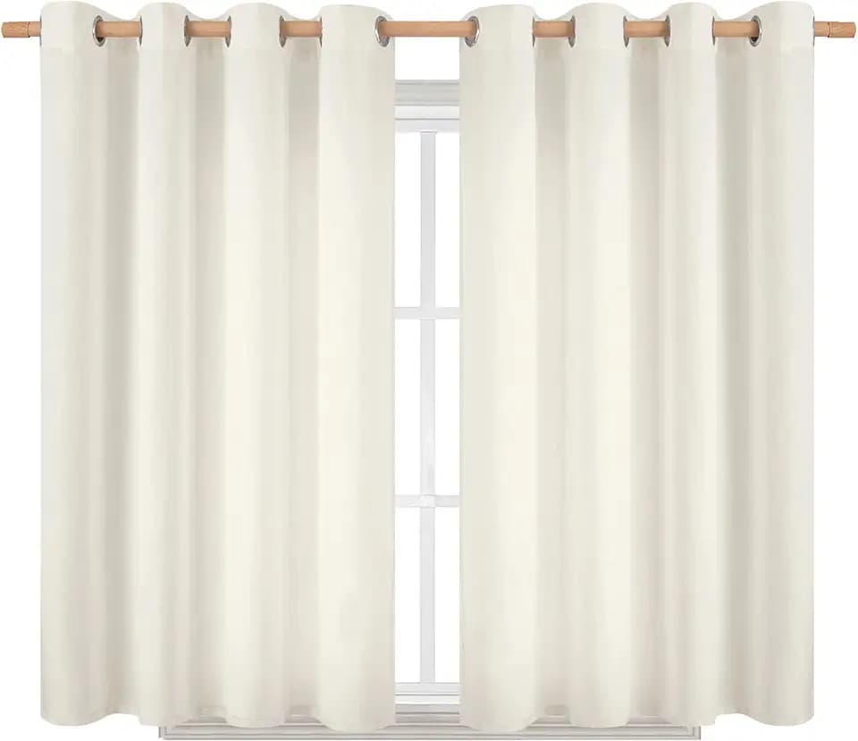 BGment Short Ivory Curtains for Bedroom, 45 Inches Long 2 Panels