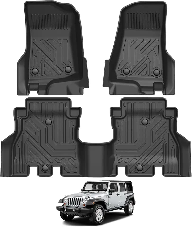 Falafa Floor Mats for 2018-2025 Jeep Wrangler JL Unlimited 4 Door, TPE