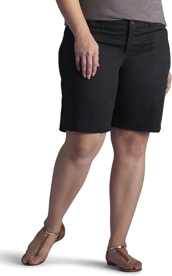 Lee Womens Plus Size Relaxed Fit Avey Knit Waist Cargo Bermuda Short