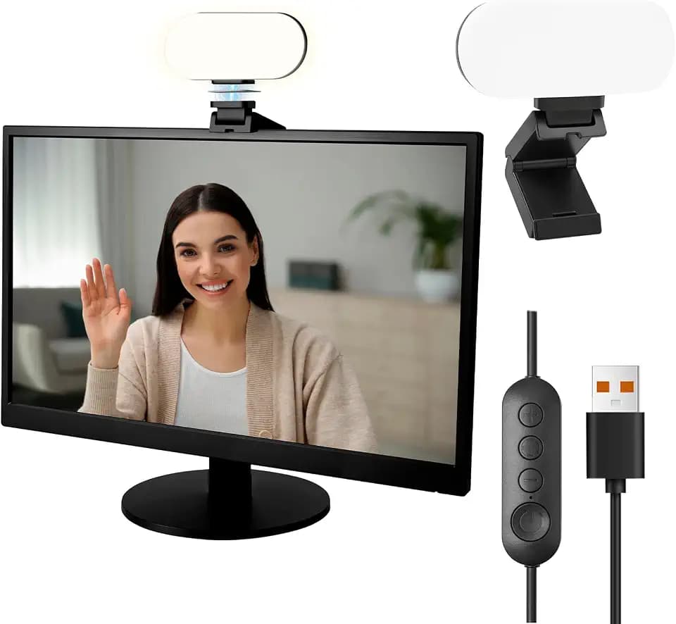 Video Conference Lighting & Computer Light – USB LED Panel for Laptop & Desktop, Plug-and-Play Webcam Light for Zoom, Teams, Streaming & Remote Work, 3 Color Modes & 10 Brightness Levels