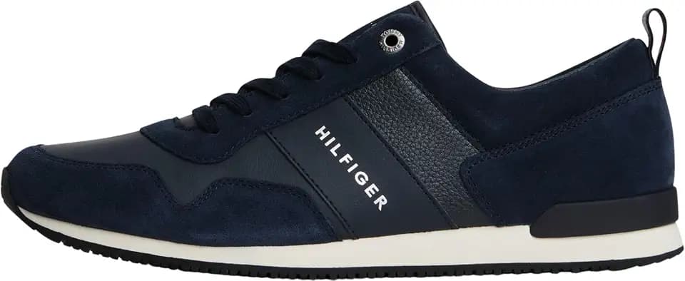 Tommy Hilfiger Herren Runner Sneaker Iconic Leather Suede Mix Runner Sportschuhe