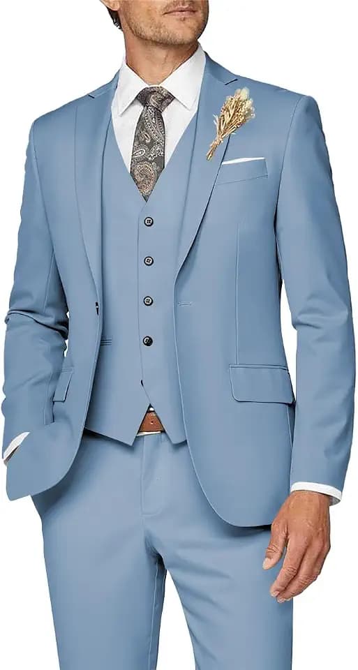 Wangyue Mens Suit 3 Piece Slim Fit Suits for Men Formal Business Wedding Groom Prom Tuxedo Dinner Party