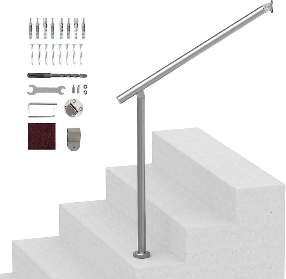VEVOR Handläufe für Außentreppen, 80 cm Terrassengeländer-Set zur Wand- und Bodenmontage, Geländer für Außentreppen mit Installationsset