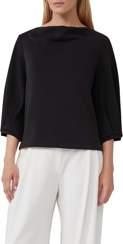 s.Oliver Weiches Sweatshirt aus Scuba mit Wasserfall-Ausschnitt