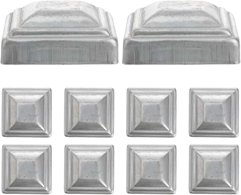 VANZACK Zaunpfosten Metall 10 Stück Verzinkte Pfostenkappen 6x6cm Schutzhülle Zaunpfosten Abdeckung Quadratisch Silberkappen
