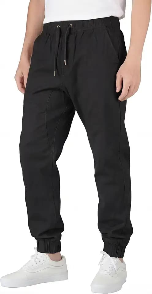 ITALYMORN Mens Cotton Stretch Chino Joggers, Slim Fit Casual Khaki Pants