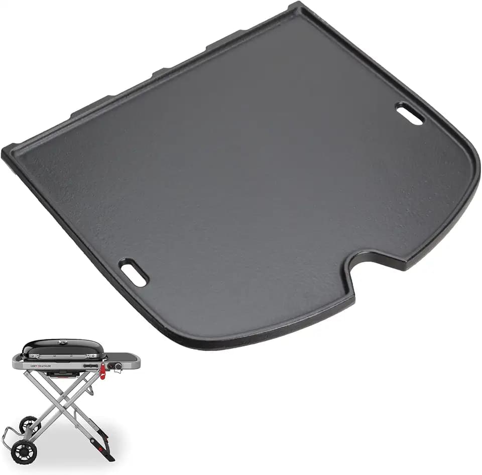 7034 Griddle Replacement Parts for Weber Traveler Portable Gas Grill, Cast Iron Cooking Griddle for Weber Traveler 9010001 9030001 9013001 9020001 BBQ Outdoor Portable Gas Grill Accessories, Black