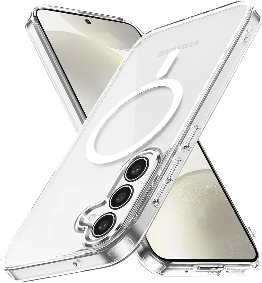Lunivop for Samsung Galaxy S24 FE 5G Case Hard [Compatible with Magsafe ] Yellowing Resistant Magnetic Cover Clear para S 24 FE6.7 inch 2024 Rugged Best Phone Cases Clear