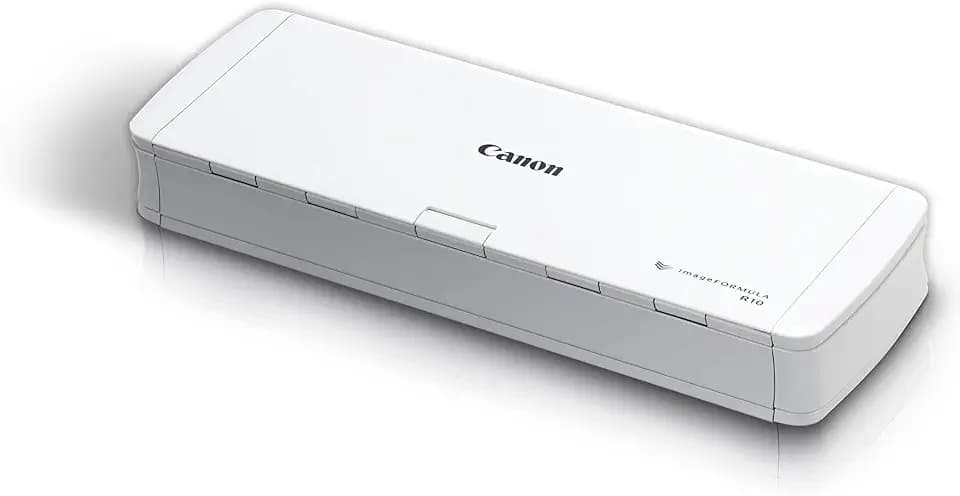 Canon imageFORMULA R10 - Portable Document Scanner, USB Powered, Duplex Scanning, Document Feeder, Easy Setup, Convenient, Perfect for Mobile Users, White
