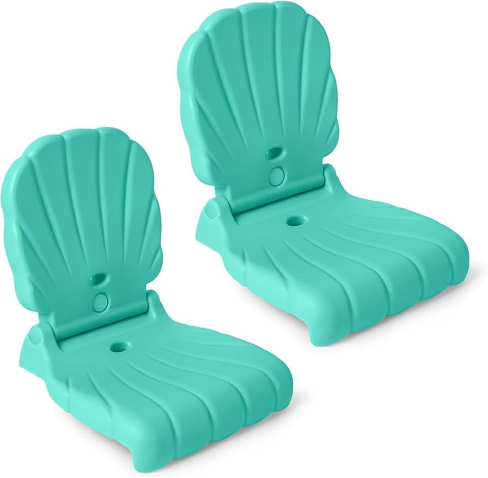 Step2 Kids Shell Flip Seat 2 Pack, Portable Outdoor Chair for Poolside, Camping, Beach, Stadium, Providing Back Support, Made of UV20 Durable Plastic, Mint