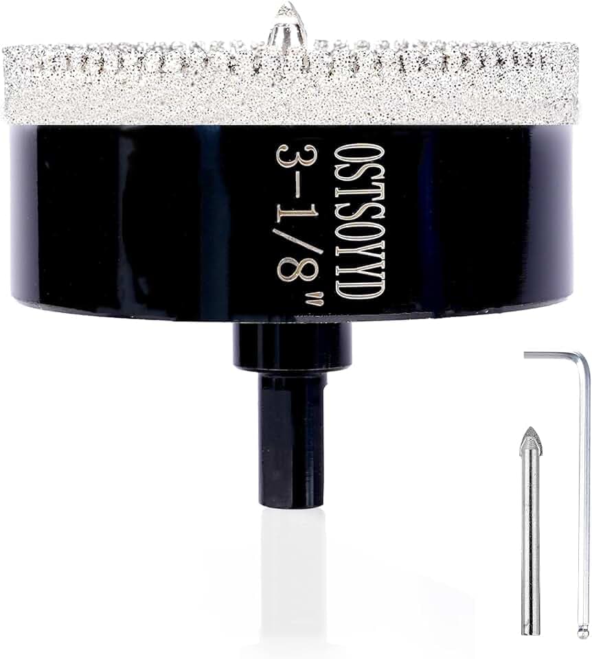 Serrated Diamond Hole Saw with Pilot Drill Bit, 3-1/8" Diamond Tipped Hole Saw for Precise Drilling，for Porcelain, Tile, Ceramic, Granite, Stone,Glass 80mm