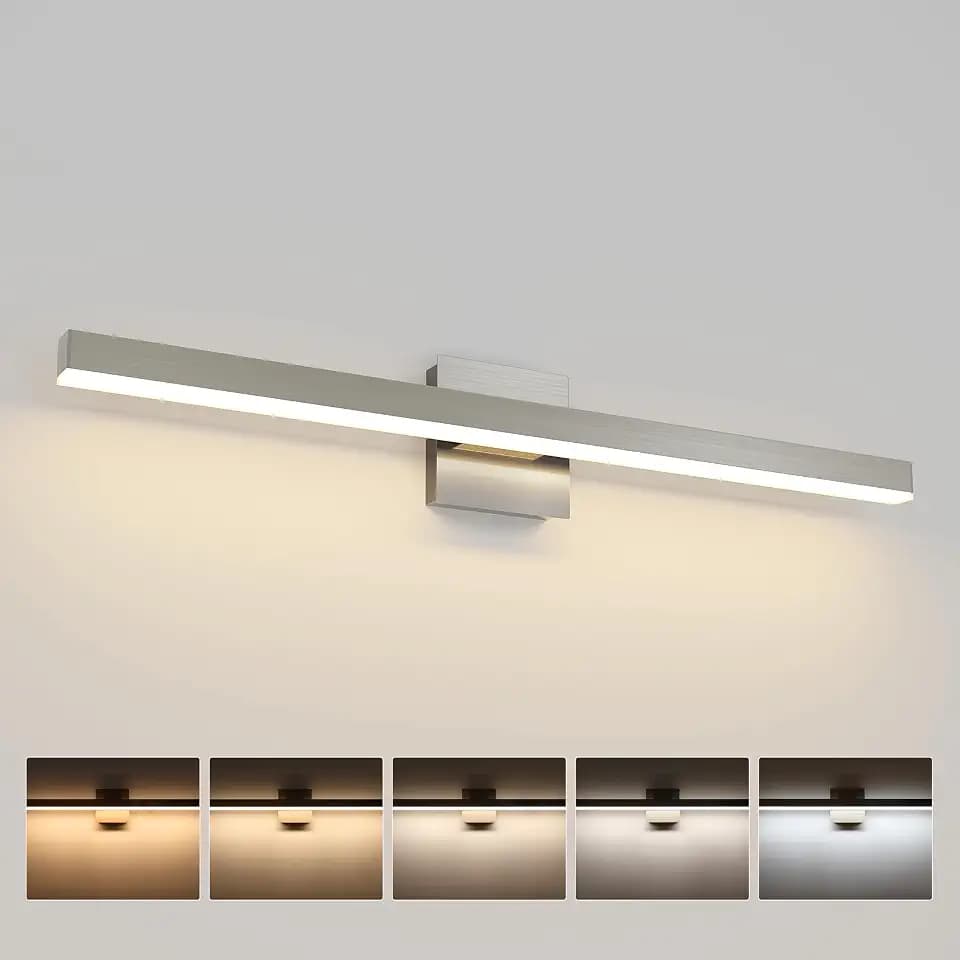 Joossnwell Brushed Nickel Vanity Light for Bathroom Lighting Fixtures Over Mirror Modern Bath Vanity Lights Bar 5CCT Diammable Bathroom Lights 31.5 inch ETL Certificated