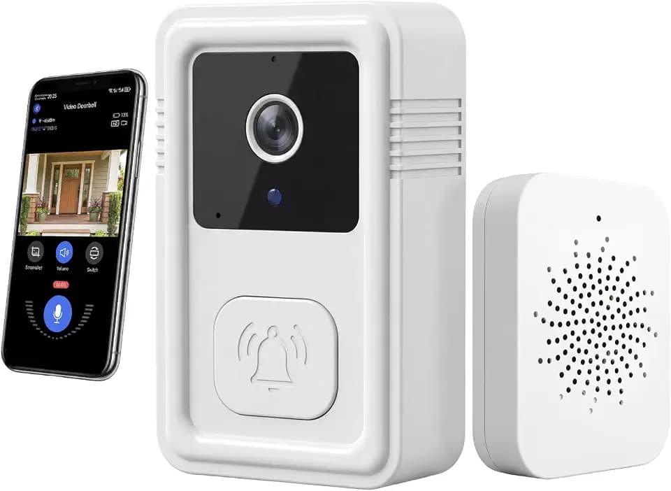 Video Doorbell Camera Wireless with Chime, Live View 2-Way Audio, Smart Ring Doorbell with HD Night Vision, Rechargeable Battery-Powered, 2.4GHz Wi-Fi Support, Cloud Storage, Advanced Home Security.