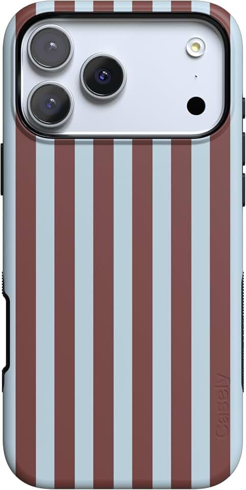Casely iPhone 17 Pro Case | Sunday in Brooklyn | Chocolate Blue Stripes | Bold Protective Design | Compatible with MagSafe