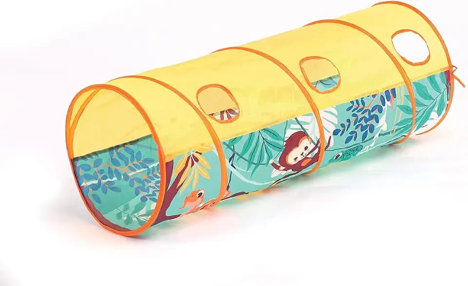 LUDI - Spieletunnel - Leicht und zusammenklappbar - Für drinnen und draußen geeignet - Entwickelt motorische Fähigkeiten - 42 x 120 cm - Ab 2 Jahren