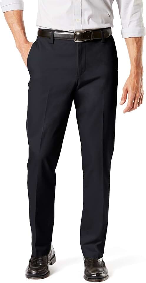Dockers Mens Straight Fit Signature Lux Cotton Stretch Khaki Pant - Creased