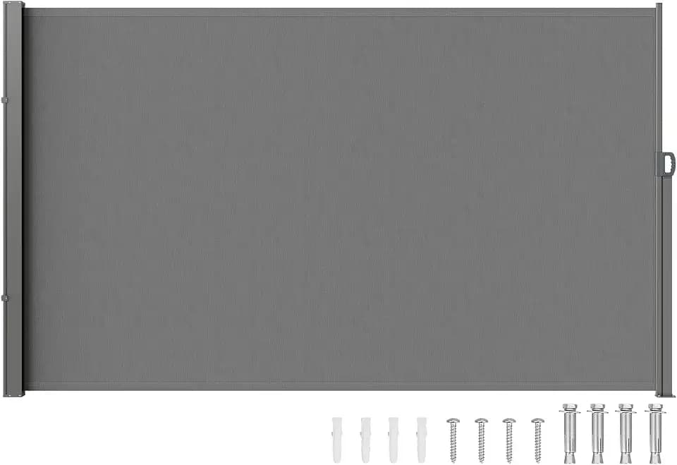 VEVOR Retractable Side Awning, 71''x 138'' Outdoor Privacy Screen, 180g Polyester Water-Proof Retractable Patio Screen, UV 30+ Room Divider Wind Screen for Patio, Backyard, Balcony, Gray