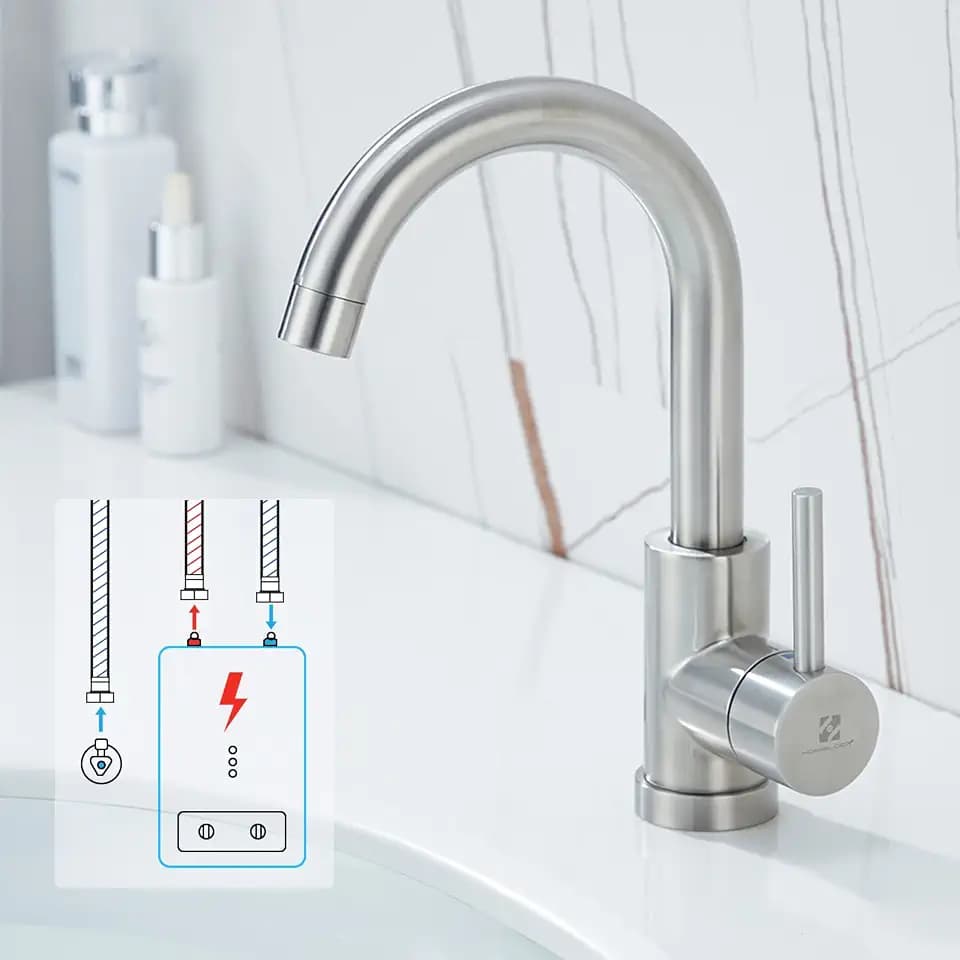HOMELODY Niederdruck Wasserhahn Bad/Küche 360° Drehbar Badarmatur