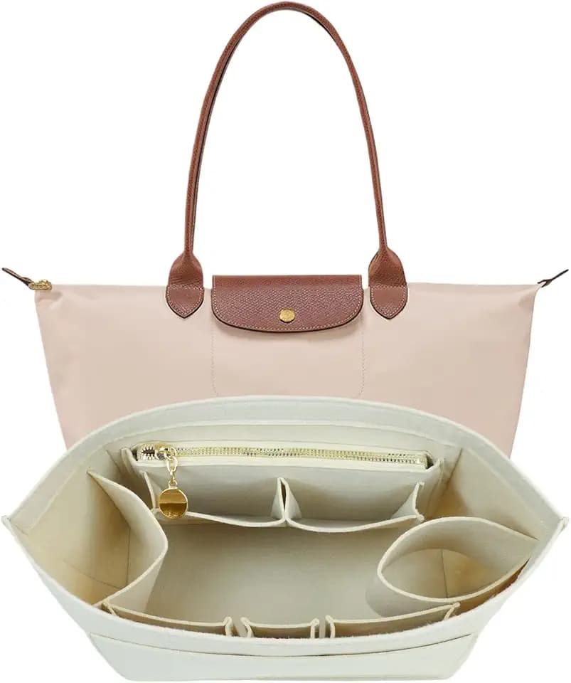 Lckaey Organizer Insert for Longchamp Le Pliage, Premium Felt Bag For Handbag Women Purse Large Long Champ organizer 2025beige-M