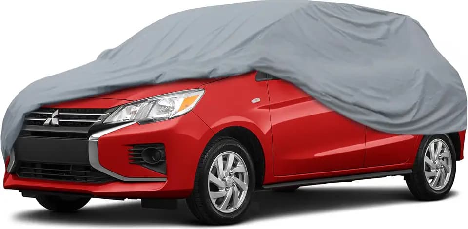 Motor Trend 4-Series Lightweight Car Cover, Fits 1978-2025 Mitsubishi Mirage ES LE BE SE, Breathable Anti-Moisture Water-Resistant Scratch-Resistant, All-Weather Outdoor & Indoor Use