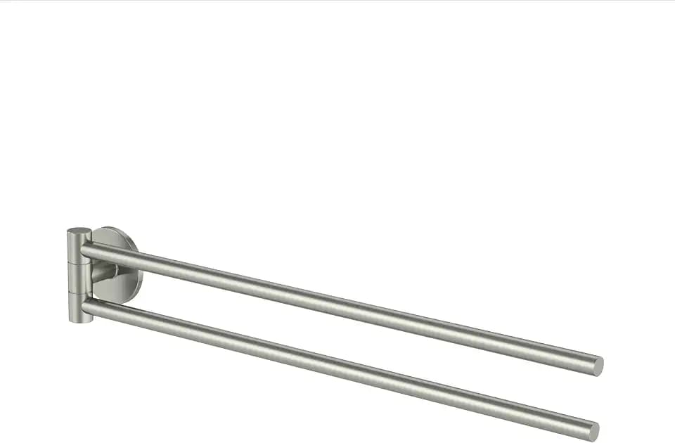Lenz Handtuchhalter NOA in Nickel – 2 schwenkbare Arme, 40 cm – Mit Anti-Fingerabdruck Oberfläche – Wandmontage, zum Kleben oder Bohren – 4605322