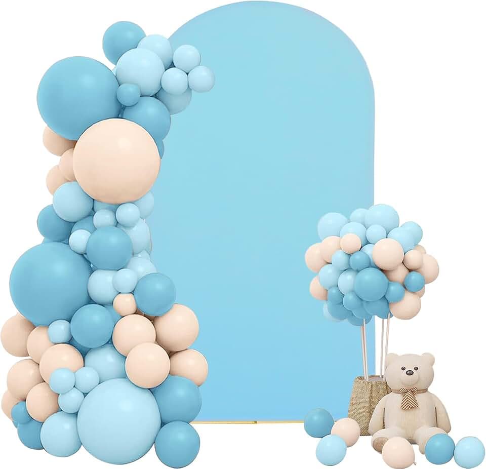 Chiara Wedding Arch Cover - 6FT Baby Blue Spandex Fitted Arch Round Top Stand Covers Double-Side Stretchy Backdrop for Wedding Banquet Birthday Party Ceremony Baby Shower Decoration