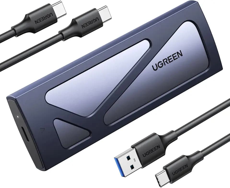 UGREEN NVMe M.2 USB 3.2 SSD Gehäuse-Adapter mit Kühlkissen 10Gbps(Silver)