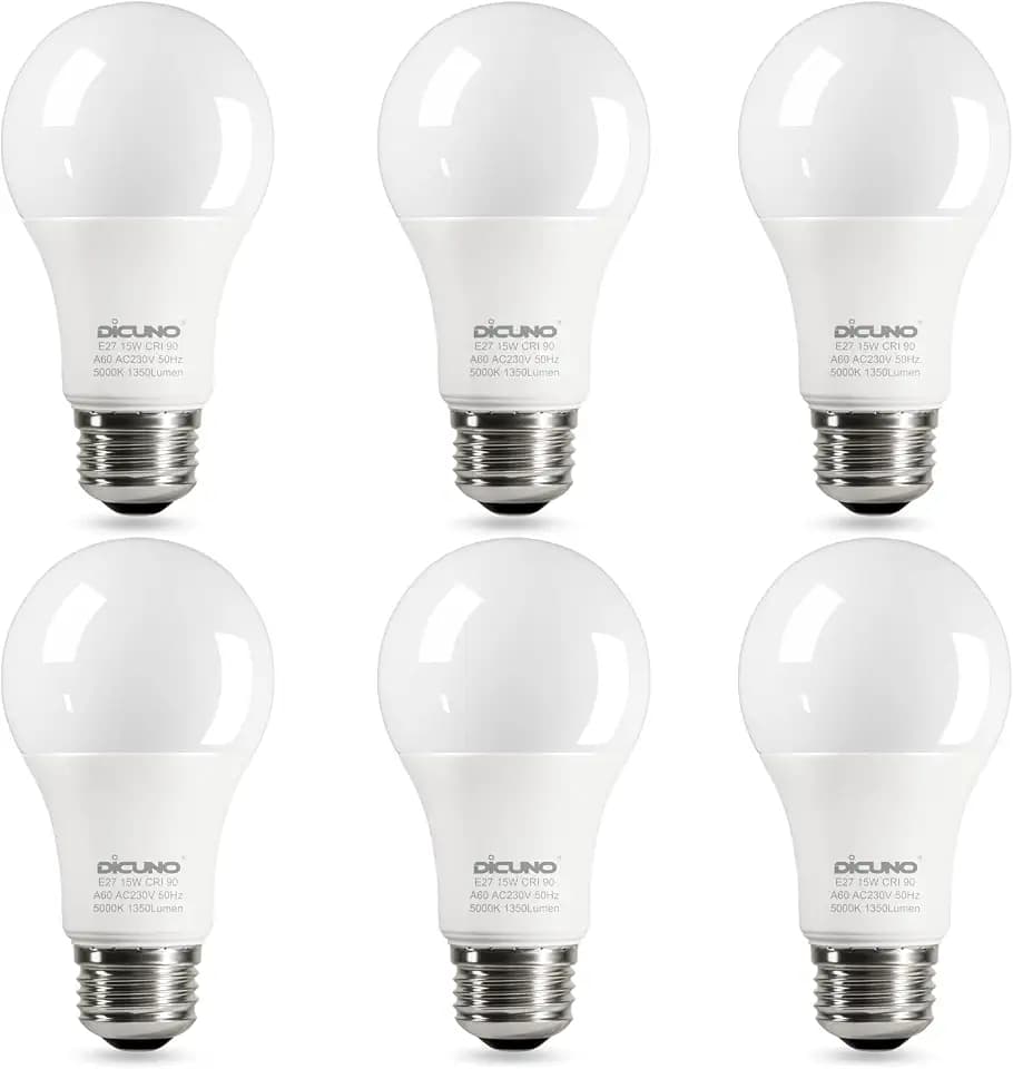 DiCUNO 15W E27 LED Lampe ersetzt 100W, Kaltweiß 5000K, 1350lm, 6er Pack
