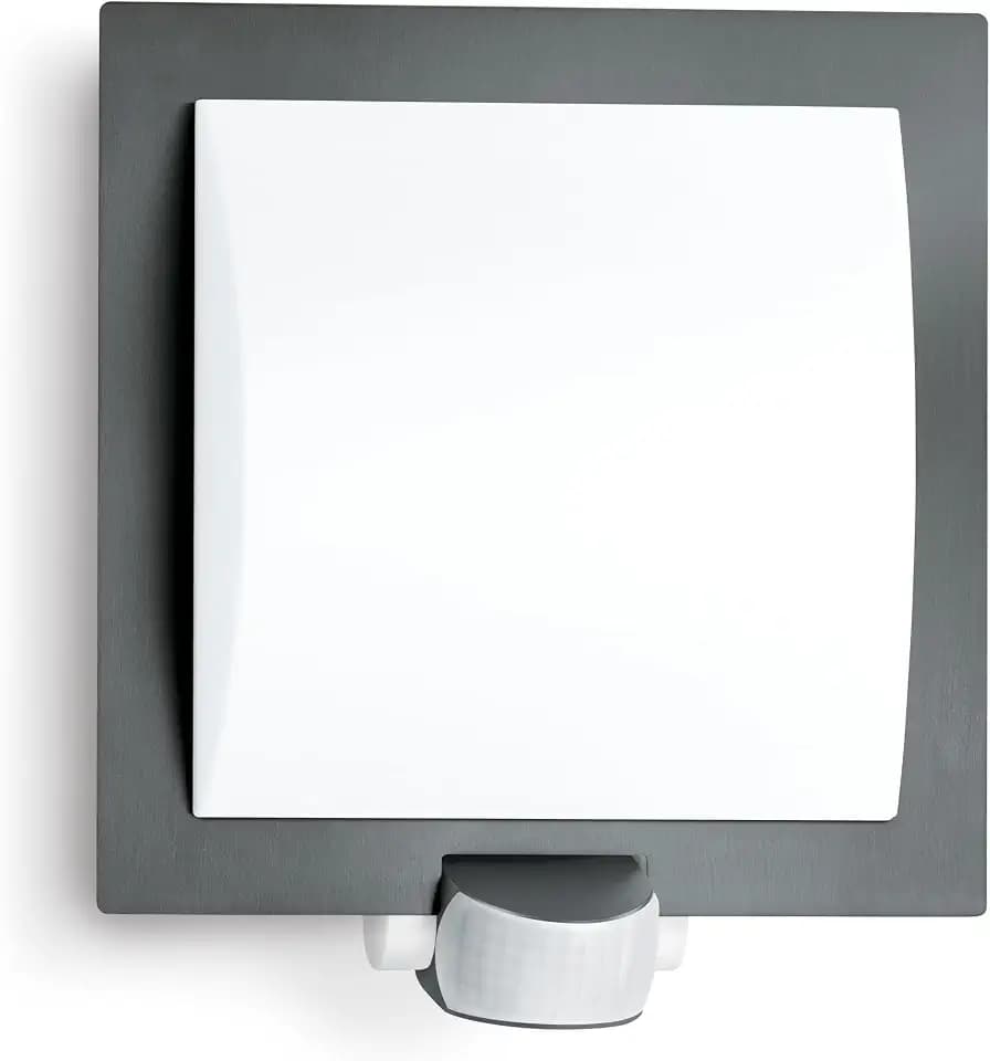 Steinel Außenleuchte L 20 S anthrazit, Wandlampe mit 180° Bewegungsmelder, Max.10 m Reichweite, schlagfest, E27, Max. 60 W, 23 x 24 x 8 cm