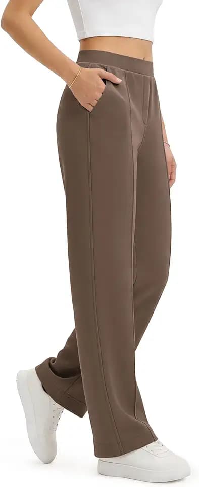 ODODOS Women's Modal Soft Classic Pants Mid Rise Pull-On Lounge Casual Work Pants with Pockets- 27" / 29" / 31" Inseam