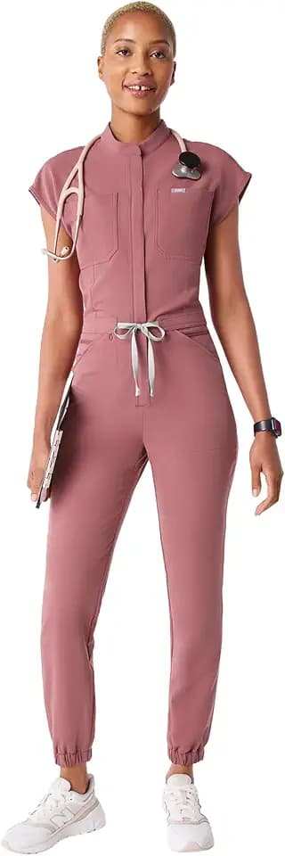 FIGS Rafaela Cargo ScrubJumpsuit for Women — Comfortable Fit One-Piece Jogger Scrub Set, High Rise Waistband, 9 Pockets