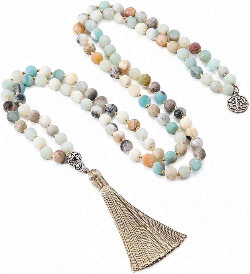 108 Mala Beads Semi-Precious Gem Stones Meditation Necklace