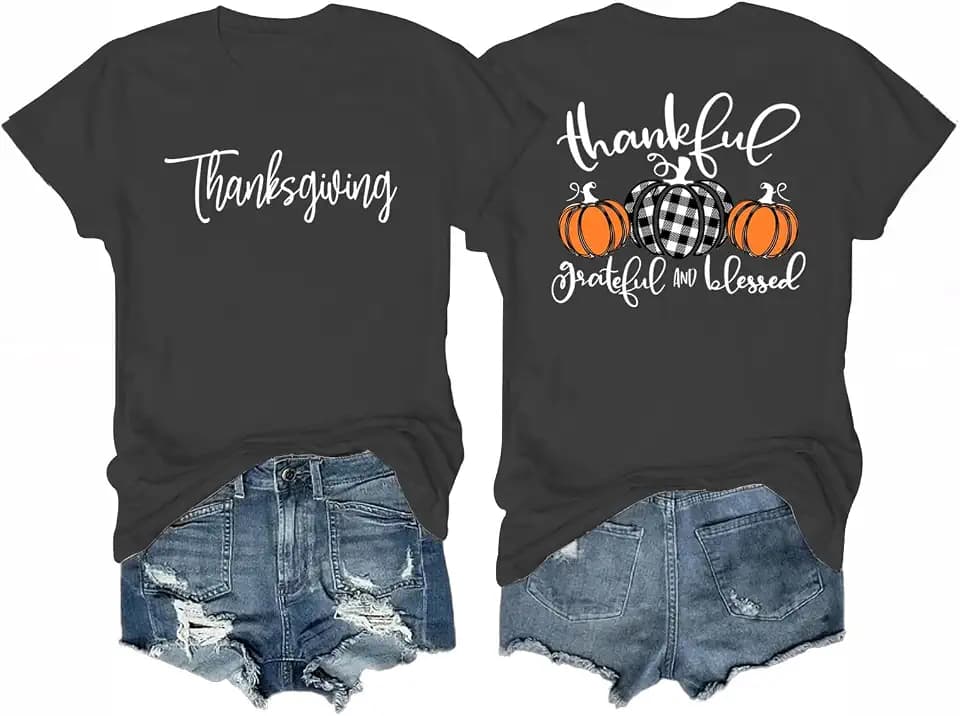 Women's Fall Tops Halloween Shirts Thanksgiving Outfit Holiday Graphic Tees