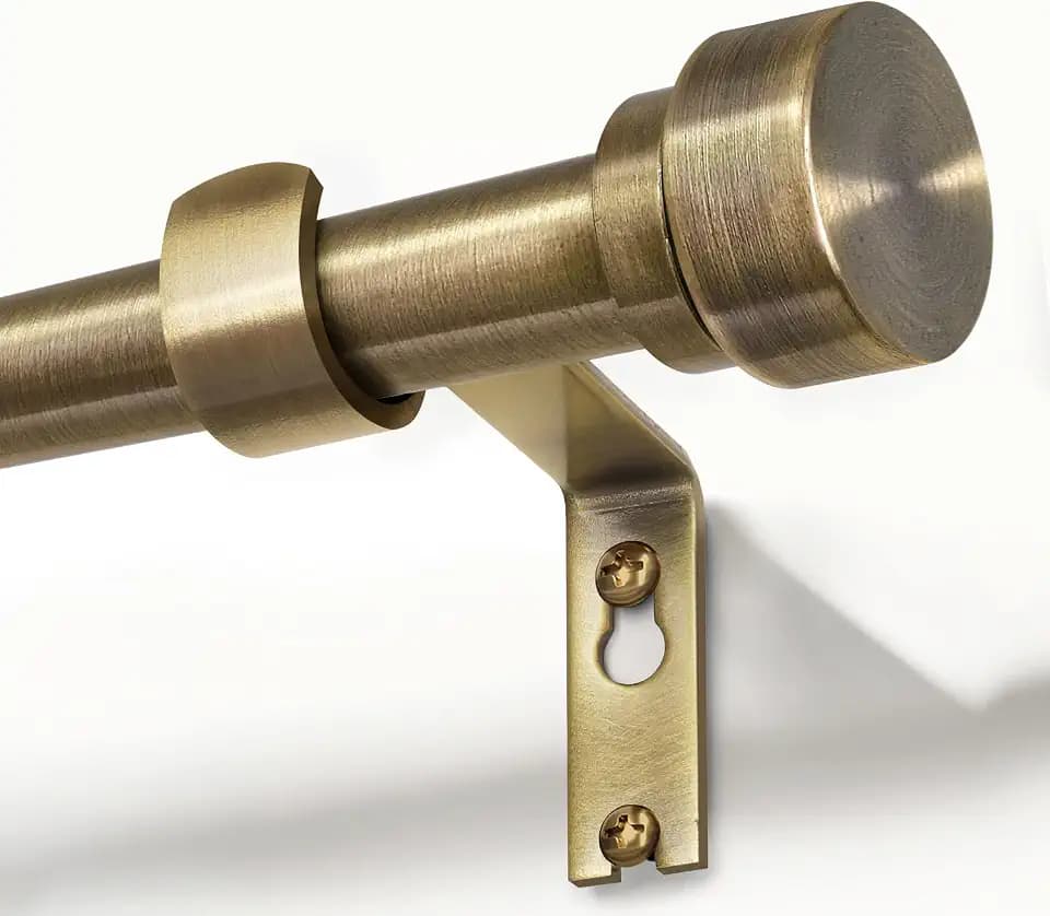 Oneach Heavy Duty Curtain Rods for Windows 28 to 48 Inch, 1 Inch Antique Bronze Curtain Rod, Adjustable Length Rod with Metal Finials, Modern Decorative for Bedroom Kitchen Living Room