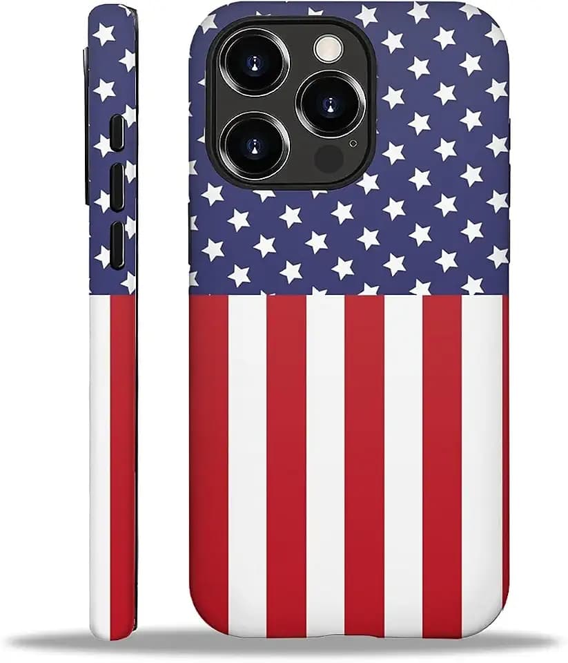 for iPhone 16 Pro Max Case,American Flag Blue Red Pattern for Girl Women Boy Hard Hybrid Shell Shockproof Silicone Full Body Protective Matte Case for iPhone 16 Pro Max