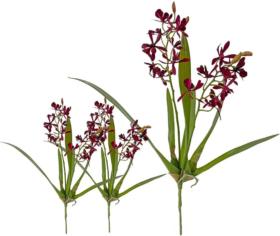 3pcs Artificial Cymbidium Plant & Flower Stems for Greenery Decor