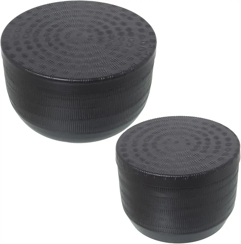 SET 2 CAJAS ALUMINIO TALLADO NEGRO_°13X9+°16X10CM