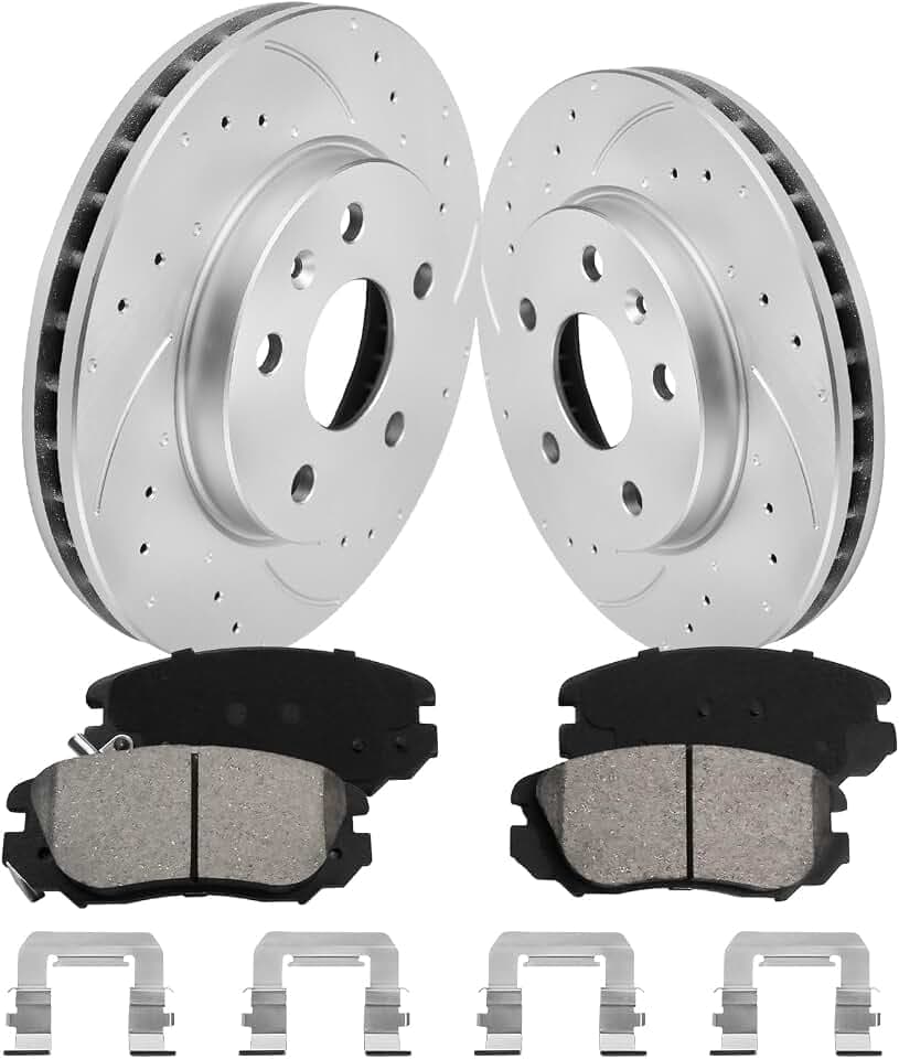 Front Brake Pads and Rotors Kit for Altima [ 2007-2013 ], Geomet Coated Brake Kit, Drilled and Slotted Brake Rotors Pads [ 11.6in ], Automotive Replacement Brake Kits 31464 D815A