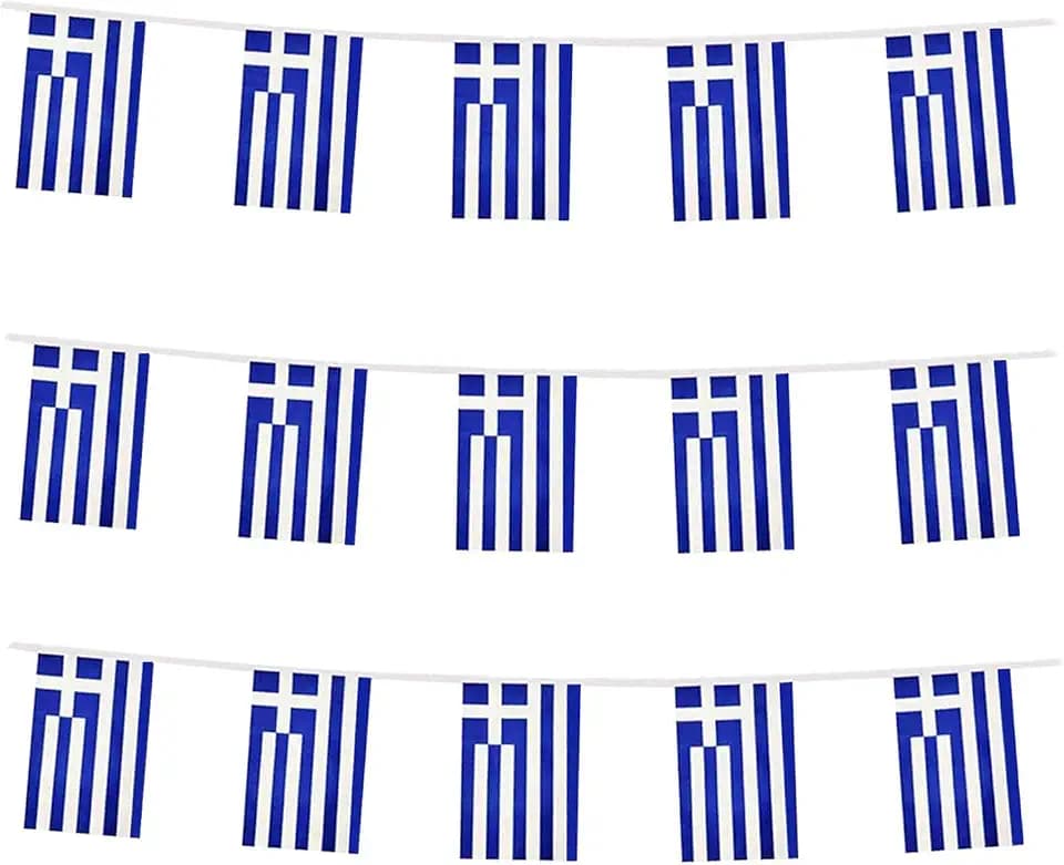 mflagperft Greece Mini String Flags 30Pcs, Greek Flag Banner