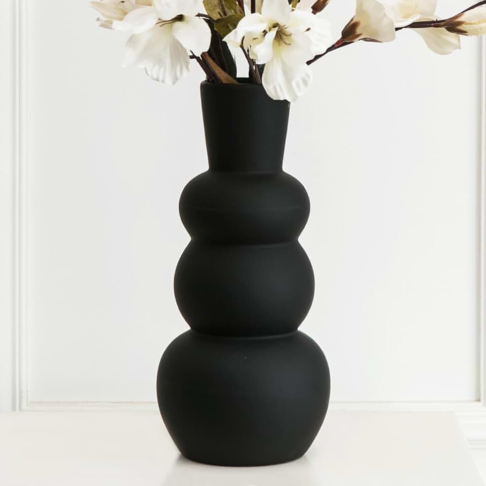 Black Ceramic Vase, Modern Matte Clay