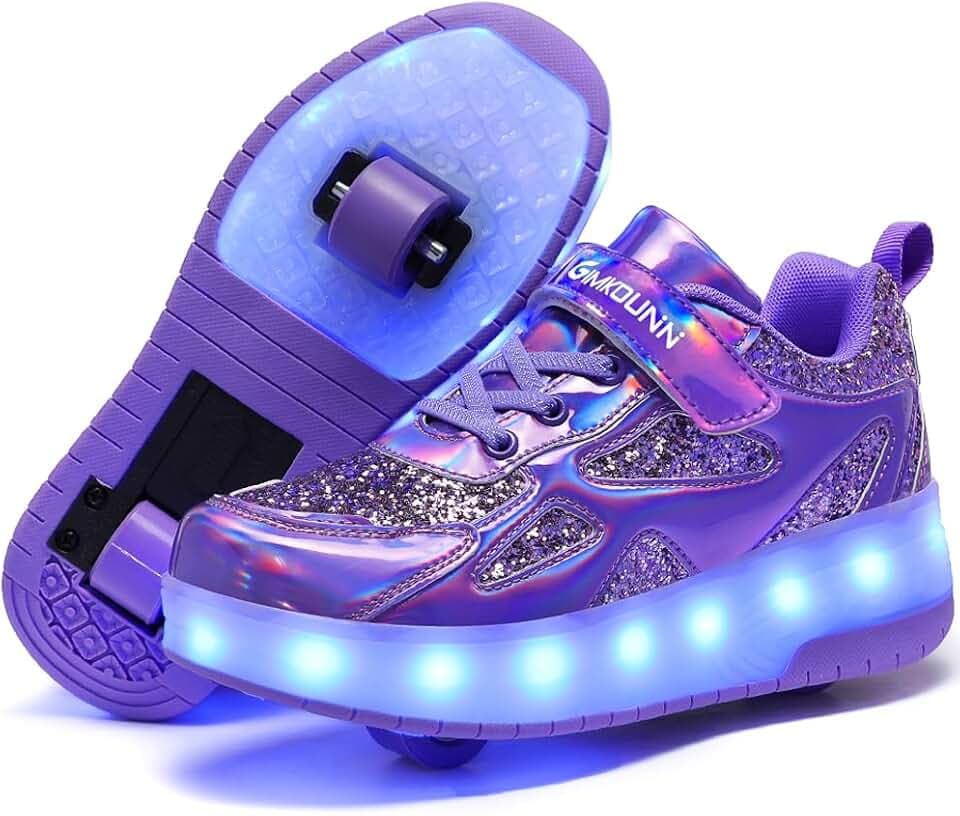 Roller Shoes Girls Sneakers USB Rechargeable 2 Wheels Shoes Roller Skates for Beginner Trainers 16 Modes LED Light Up Flashing Sneaker for Unisex Kids Skate Boys Stylish Footwear Gifts