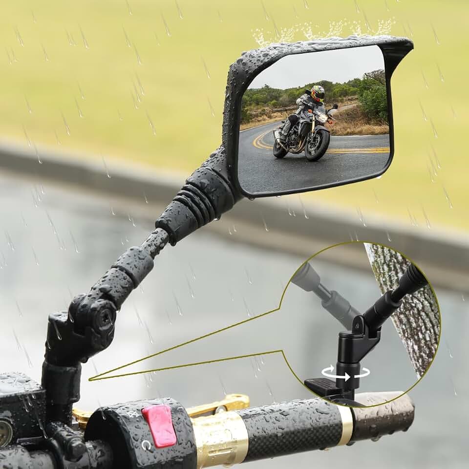 SHEJISI Motorradspiegel, ATV-Spiegel (2 Stück) mit Schlagfestigkeit, blendfrei, regenfest, mit 2,2 cm Lenkerhalterungen, für Lenker passend für Suzuki, Honda, Grom, Yamaha, Kawasaki, Ducati