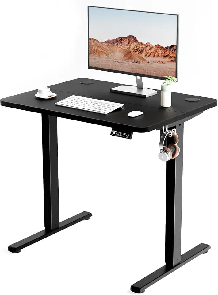 ERGOMAKER Höhenverstellbarer Schreibtisch Elektrisch 80x60cm Schwarz