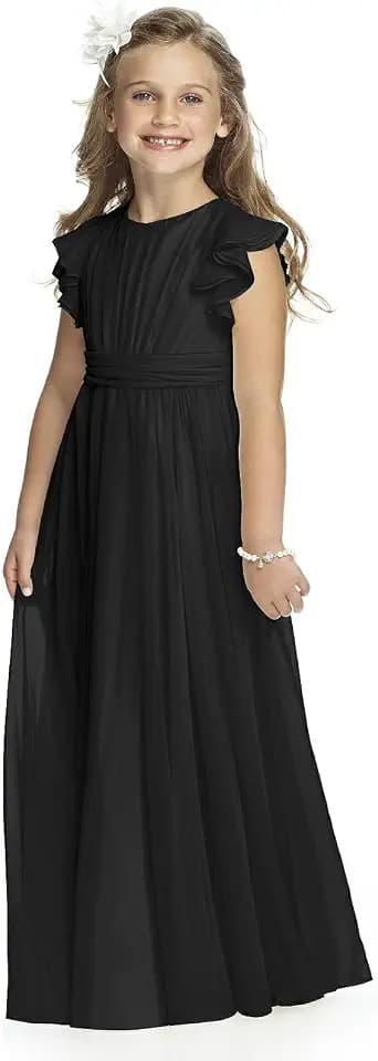 ABaoWedding Fancy Chiffon Flower Girl Dresses Flutter Sleeves Junior Bridesmaid Dress