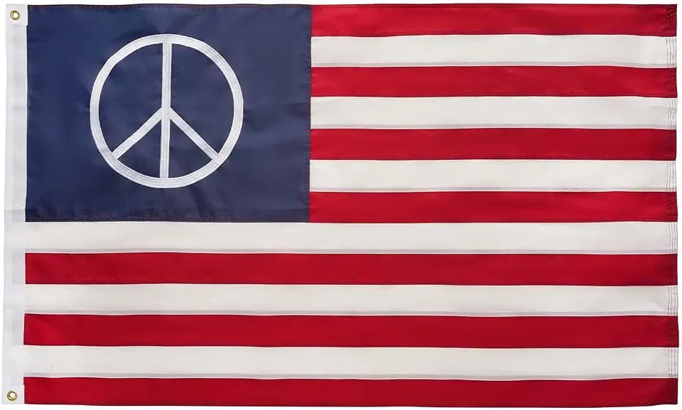 Bradford American Peace Flag 3x5 ft for Outdoors, Embroidered USA Civil Peace Sign Flag, Double Sided United States American Peaceful Flags with 2 Brass Grommets