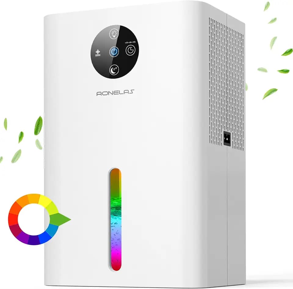 Luftentfeuchter Elektrisch 1800 ML,Tragbarer Raumentfeuchter Extra leise,Automatisches Abtauen,7 Farbiges LED Licht Dehumidifiers für Zuhause