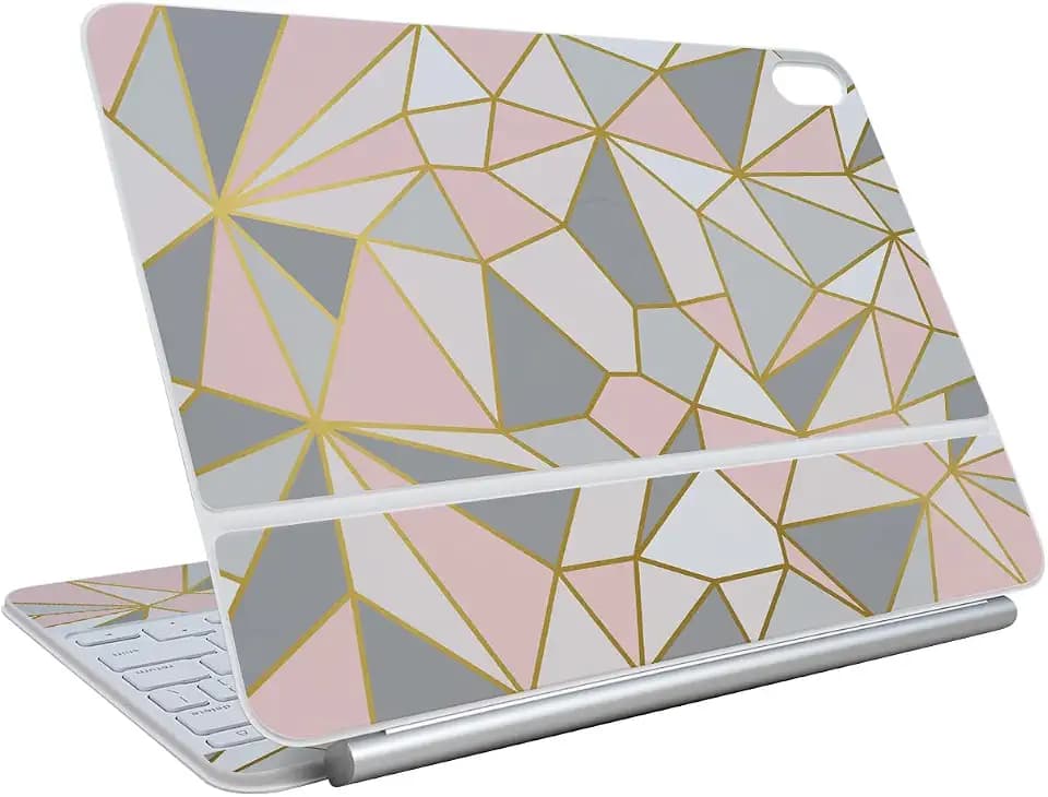 Skin Compatible with Apple Magic Keyboard for iPad Air 11-inch (M3) 2025 - Rose Gold Polygon - Premium 3M Vinyl Protective Wrap Decal Cover - Easy to Apply | Crafted in The USA by MightySkins